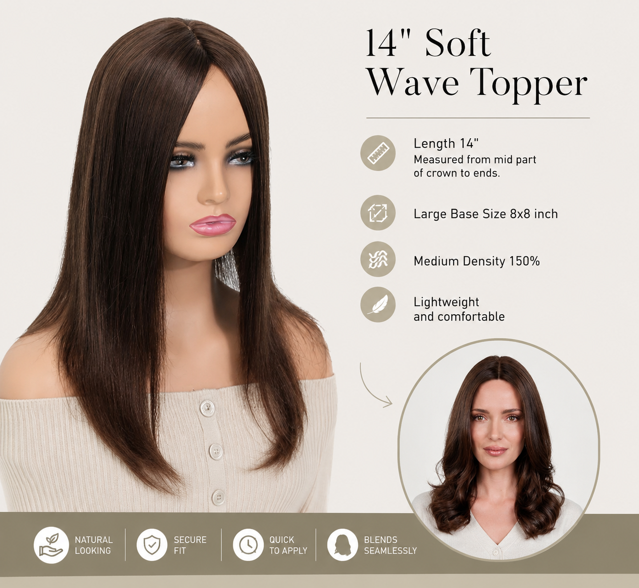 Brown Human Hair Topper