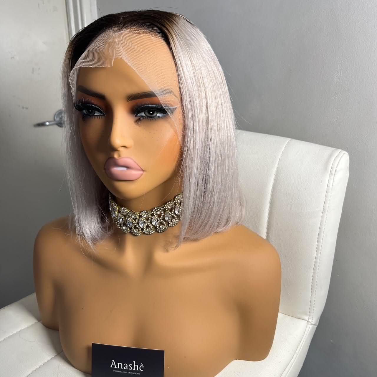 Audrey – 10” Grey Bob Wig